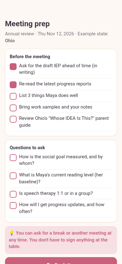 Example meeting prep checklist